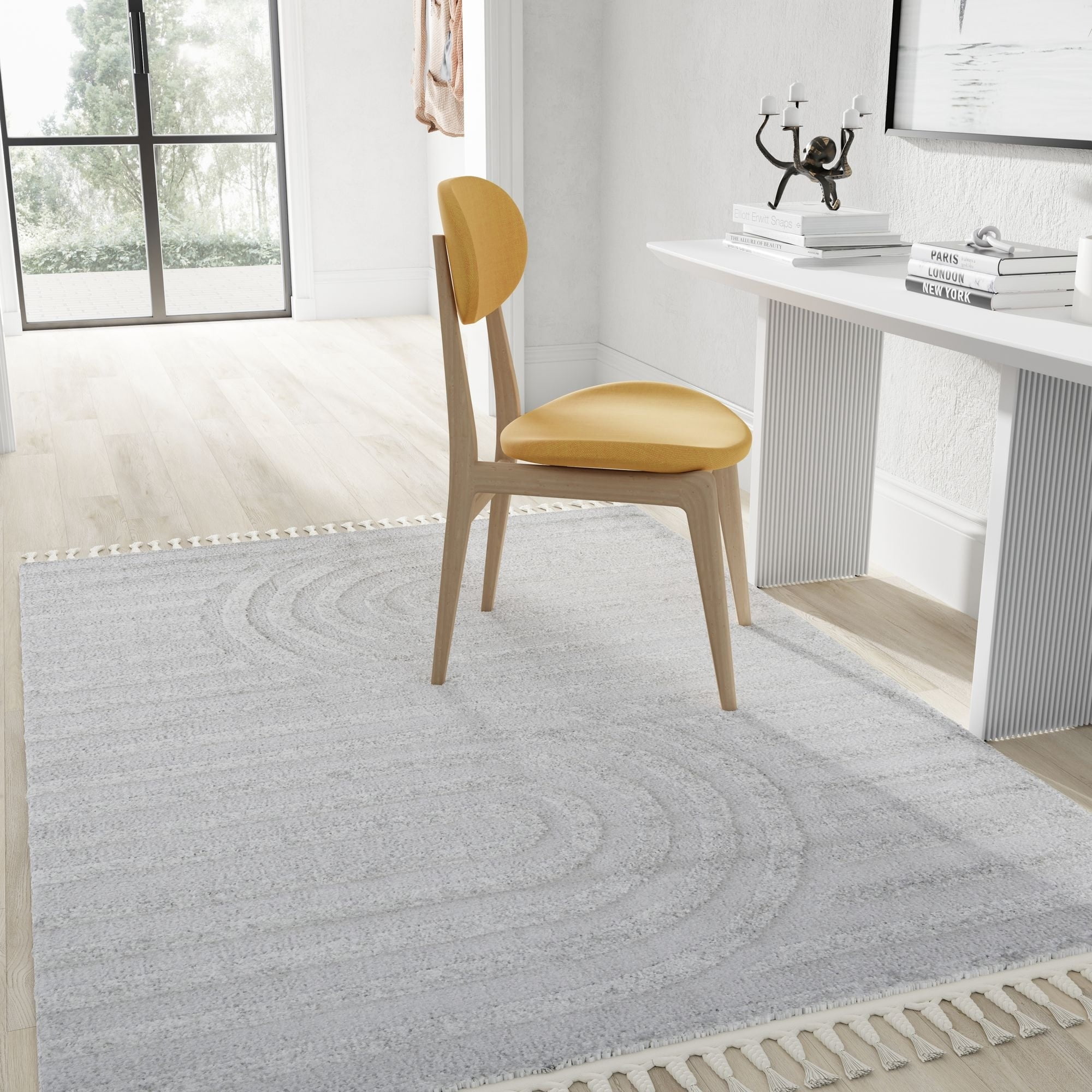 Mason Brooks Catalan White Iris Area Rug 8'3" x 10' - Gray Iris