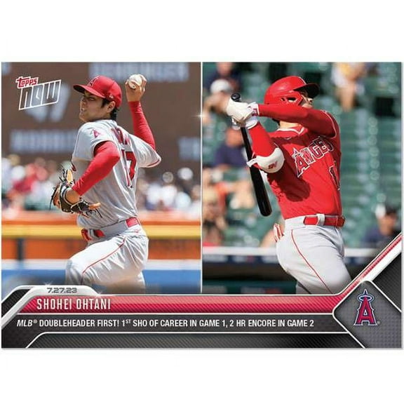 2023 Topps Now Baseball Shohei Ohtani #625 (MLB Doubleheader First! 1st SHO of Career in Game 1, 2 HR Encore in Game 2)