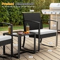 thumbnail image 4 of Homall 3 Pieces Outdoor Rocking Chairs, PE Rattan Chairs with Cushions and Coffee Table Conversation Set, 4 of 7