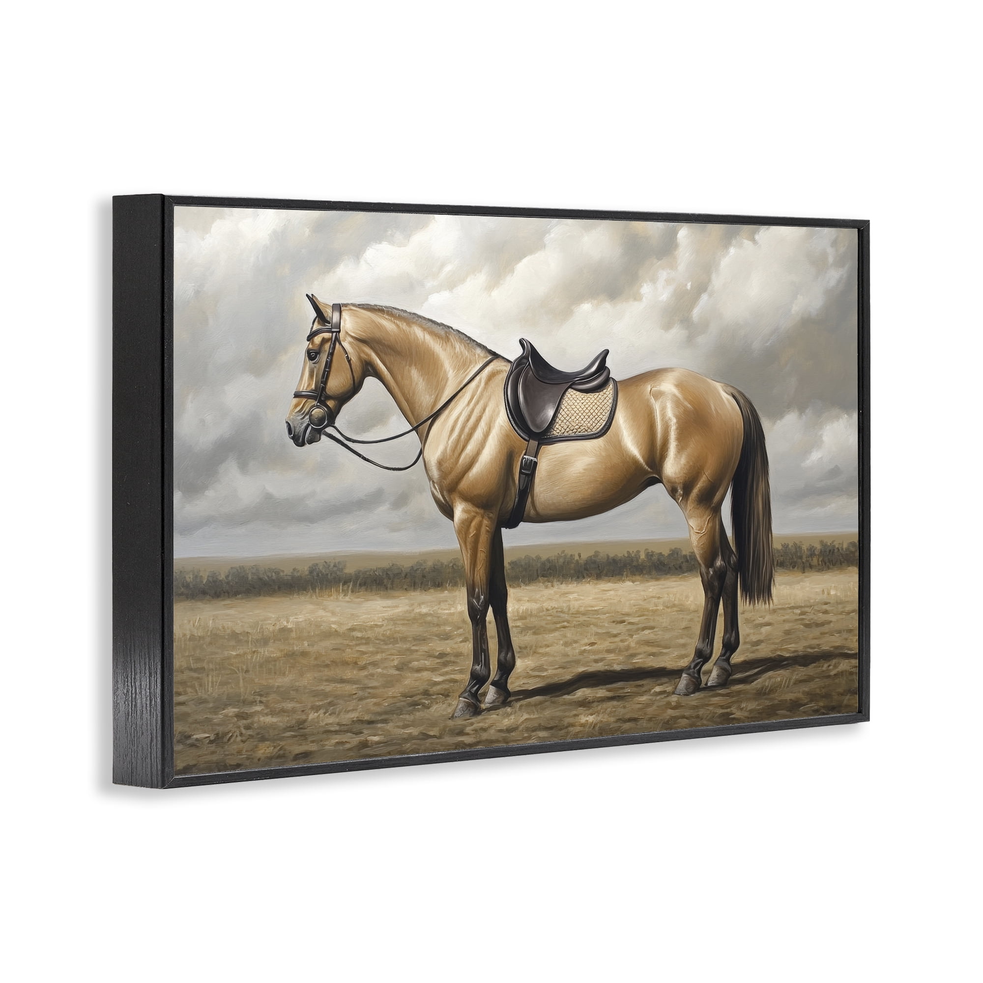 Stupell Industries Shiny Mare Saddled Up Black Framed Giclee Art, design by Petal Prints Design