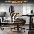 thumbnail image 6 of Waleaf Big and Tall Executive Office Chair with Flip-up & Adjustable Arms-Adjustable Lumbar Support,Heavy Duty High Back Computer Chair for Adults, 6 of 7