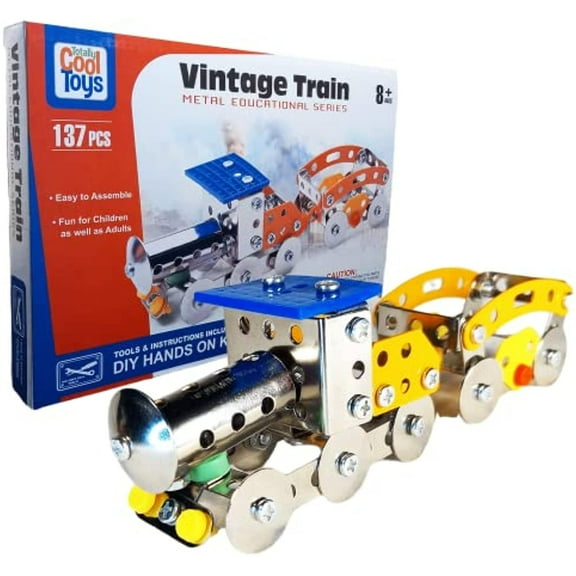 Urbalabs Western Stakes Educational Toy Series DIY Kits Army Helicopter Classic Train Farm Tractor Fire Truck Form Changing Robot Military Vehicle Robot Vintage Train Wrecker (Vintage Train)