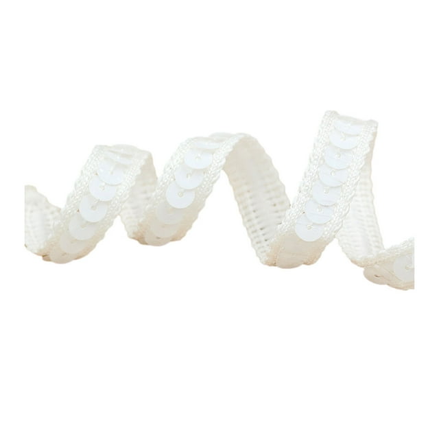 relayinert Handmade Sequined Band Addition To Hair Accessories Collection Sequined Dress Ribbon Sequined Belt pure white