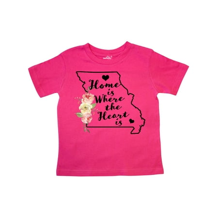

Inktastic Missouri Home is Where the Heart is with Watercolor Floral Gift Toddler Boy or Toddler Girl T-Shirt