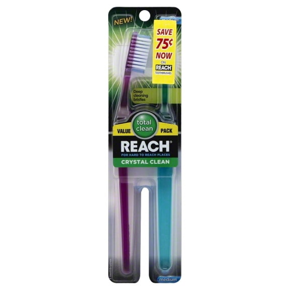 Reach Toothbrush Crystal Clean Medium B2G1, 3 Count Assorted Color, 1 Ea