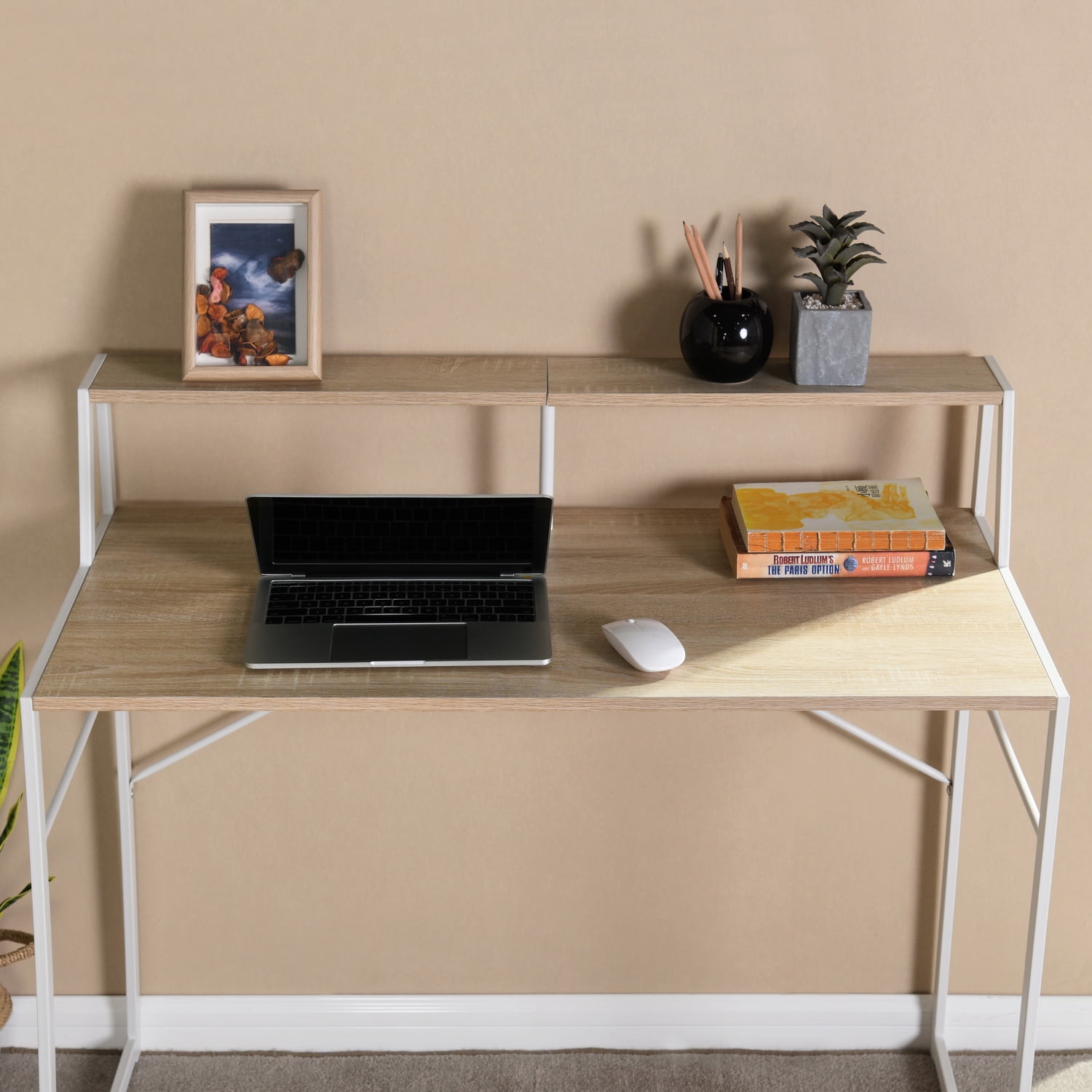 Kepooman Computer Desk, Home Office Writing Desk, Laptop Study Table Workstation, Retro Industrial Design, Stable Metal Frame, Wood Color Kepooman Computer Desk, Home Office Writing Desk, Laptop Study Table Workstation, Retro Industrial Design, Stable Metal Frame, Wood Color