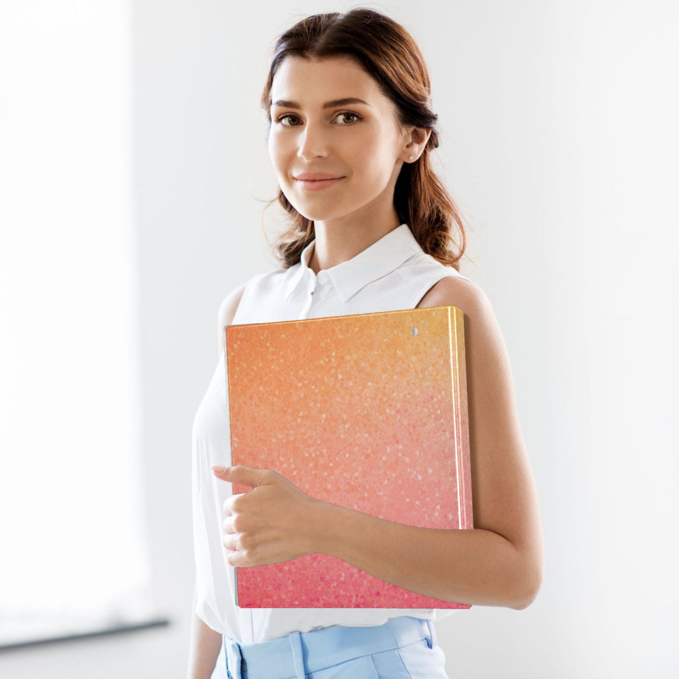 Hard Shell Ring Binder With Clip Holds 200 Sheets Office Home Organization Grainy Background