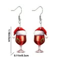 thumbnail image 3 of Luxcidy Christmas Wine Glass Earrings Santa Hat Plastic Drop Earrings Lightweight And Stylish Holiday Accessory For Women, 3 of 5