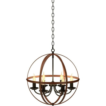 

6 Lights Chandelier Industrial Pendant Light Ceiling Lamp with Bronze Metal Spherical Shade & Adjustable Chain Spherical Chandeliers for Dinning Room Kitchen Living Room (Bronze)