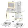 thumbnail image 5 of Makeup Vanity Desk with LED Lighted Mirror, Solid Wood Legs, and Power Outlet - Modern Fluted Design with Storage Shelf for Bedroom or Dressing Room, Perfect for Women and Girls(ship in 2 boxes), 5 of 7
