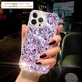 thumbnail image 5 of for iPhone 13 pro Case for Women（6.1 inch），Very Shiny Luxury Bling Phone Case with 3D Glitter Sparkle Crystal Rhinestone Diamond Gems on Hard Reflective PC Back Cover for Girls（Purple）, 5 of 15