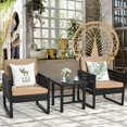 thumbnail image 2 of Pemberly Row 3-Pc Rattan Patio Bistro Set w/ Cushioned Sofa Chairs in Mix Brown, 2 of 11