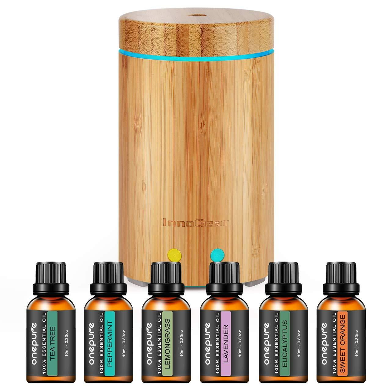 InnoGear 160ml Real Bamboo Essential Oil Diffuser with 6