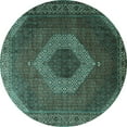 thumbnail image 1 of Ahgly Company Machine Washable Indoor Round Medallion Turquoise Blue Traditional Area Rugs, 8' Round, 1 of 4
