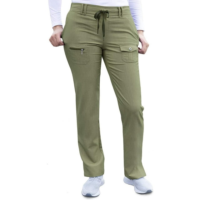 Adar Pro Pantalon d'Uniforme Ajusté à Jambe Fuselée pour Femmes, Olive Chiné, TP