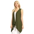 thumbnail image 3 of Made by Johnny Women's Lightweight Sleeveless Draped Open Cardigan XL OLIVE, 3 of 6