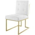 thumbnail image 3 of Side Dining Chair, Set of 2, Fabric, Metal Steel, Gold White, Modern Contemporary Urban Design, Kitchen Room Cafe Bistro Restaurant Hospitality, 3 of 4