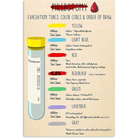 Phlebotomy Knowledge Metal Sign Office Decor Vintage Evacuation Tubes Tin Poster Home Room Club Wall Decoration Plaque Gift 8x6 inches