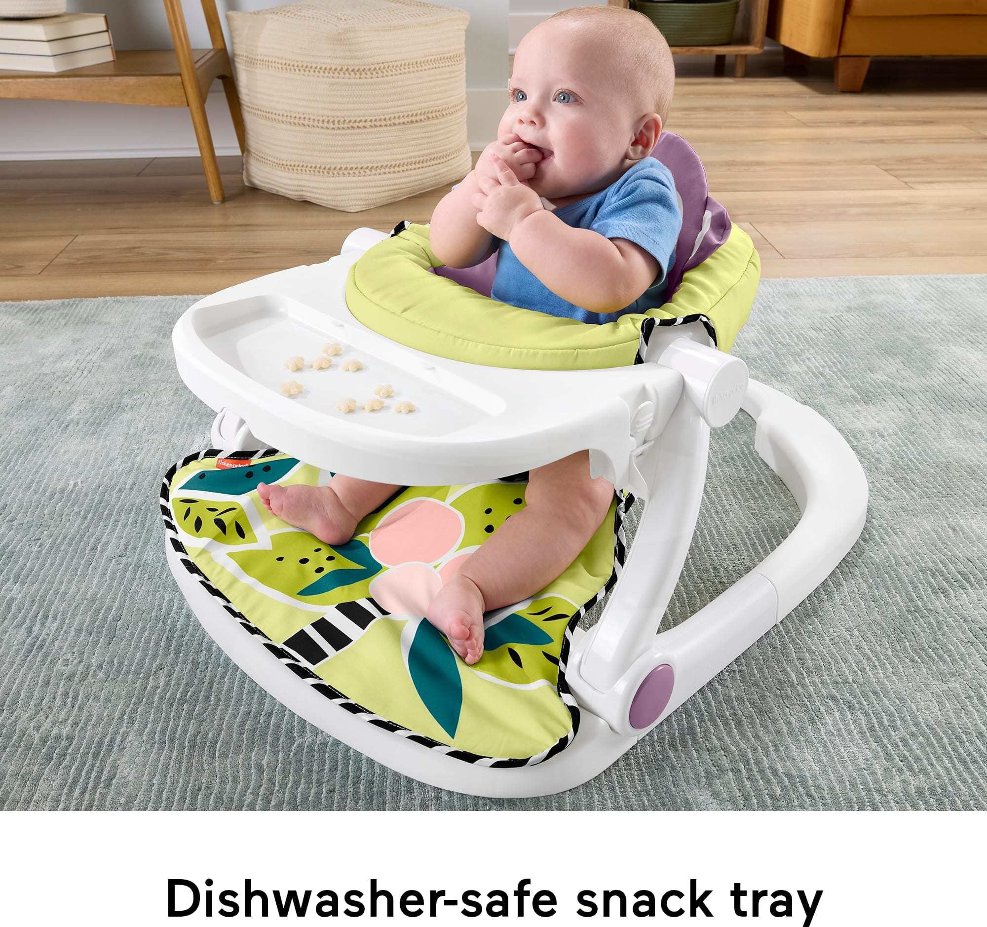Fisher-Price Kick & Play Deluxe Sit-Me-Up Seat, Purple Monkey Baby Chair & Piano Learning Toy