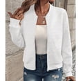 thumbnail image 5 of Women's Baseball Jackets Zip Up Bomberes Jackets Casual Long Sleeve Outerwear Windbreaker, 5 of 9