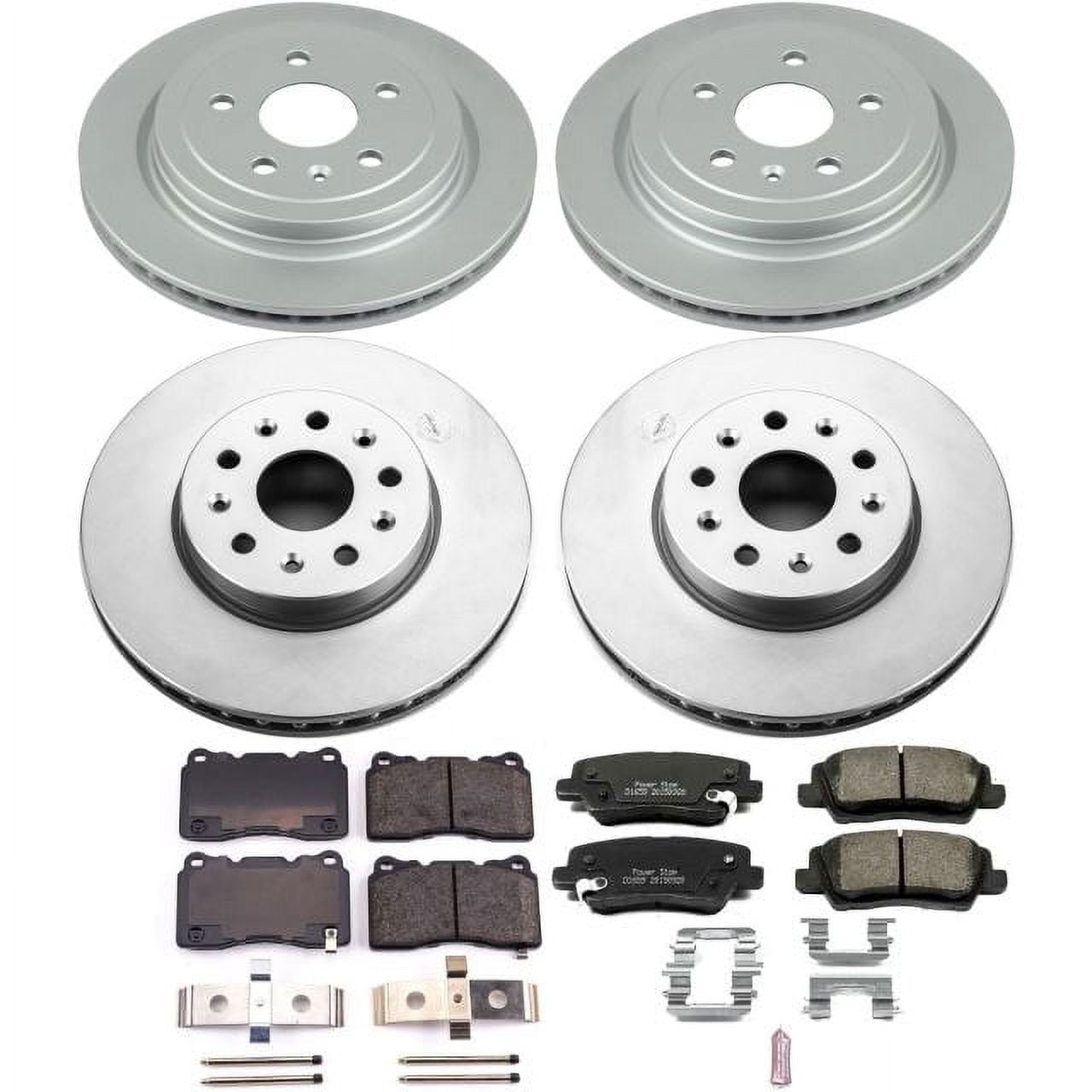 PowerStop Front and Rear Geomet Coated Brake Rotor and Pad Kit Fits: CADILLAC Select Models CRK7000