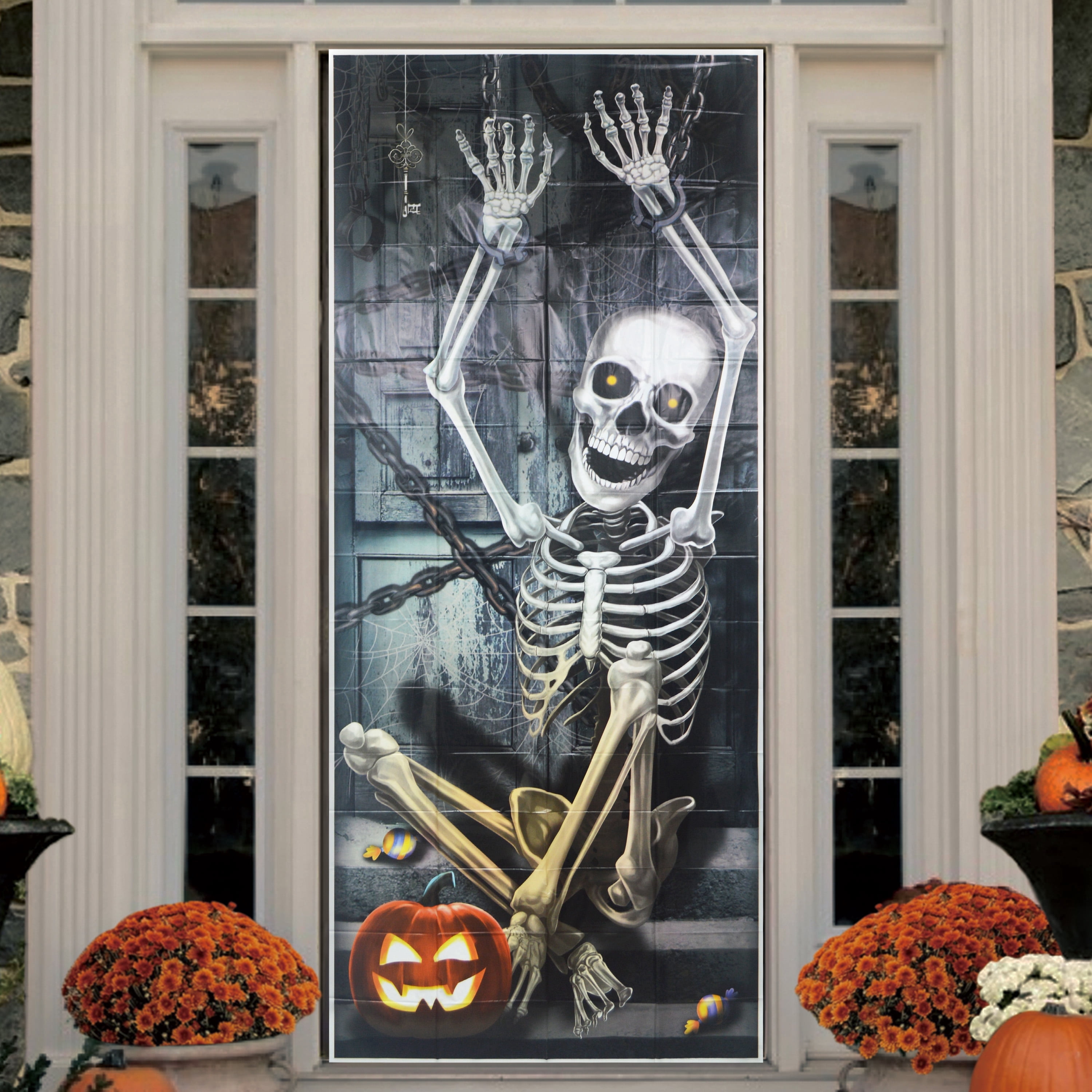 Skeleton Door Cover Decoration, Multicolor, 30" x 72", Halloween by Way To Celebrate