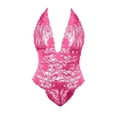 thumbnail image 1 of Gibobby Lencería sexy para mujer Ropa Lencería para Mujer Encaje Interior Halter Chemise V Cuello Camisón Sexy Ropa de Dormir Camisón Malla(Rosa caliente, XG), 1 of 3