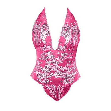 

NECHOLOGY Pin up Lingerie for Women plus Size Lingerie Teddy Sleepwear Size Women Lace One-Piece Bunny Lingerie for Women Underwear Hot Pink XX-Large