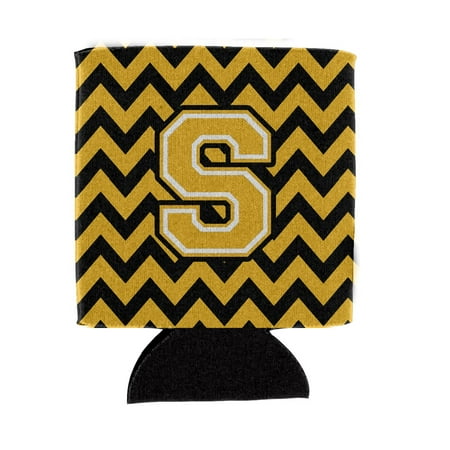 

Carolines Treasures CJ1053-SCC Letter S Chevron Black and Gold Can or Bottle Hugger Can Hugger multicolor
