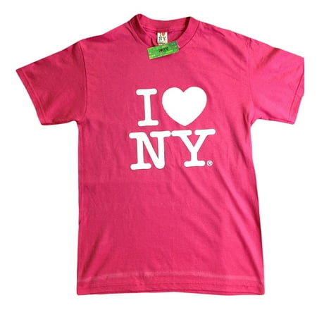 - New York Short Sleeve Screen Print Heart T-Shirt Hot Pink Small