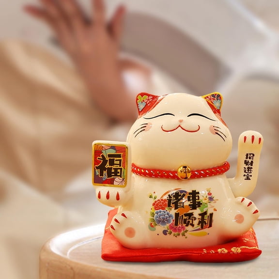 Cute Cat Ornaments Animal Figurine Craft Business Gifts Ceramic Statue Sculpture Style C