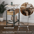 Bestier Narrow End Table with Charging Station & Removable Laptop Desk