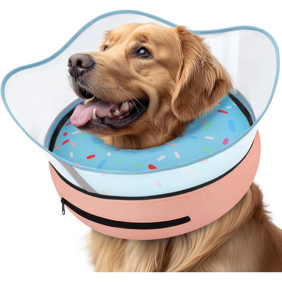 Supet Raised Inflatable Dog Donut Cone Collar to Stop Licking, Soft Dog Cone Alternative After Surgery, Doggie Neck Donut Collar