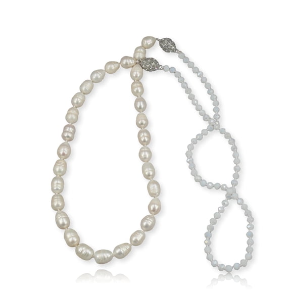 24F116 - Luna Dualé – Convertible Pearl & Crystal Necklace