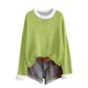 thumbnail image 1 of MHFRRA Camiseta Festiva de Manga Larga con Cuello y Estampado Festivo, Cómoda y Acogedora. Verde, 1 of 5