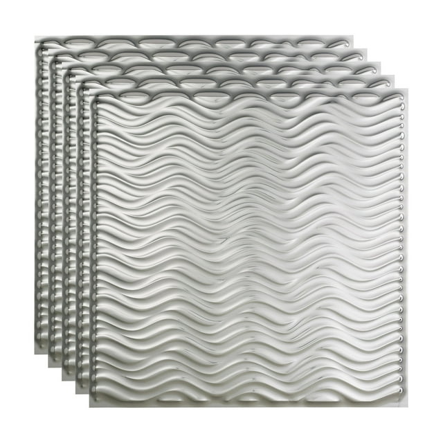 FASÄDE Current Decorative Vinyl 2ft x 2ft Lay in Ceiling Panel in Brushed Aluminum (5 Pack)