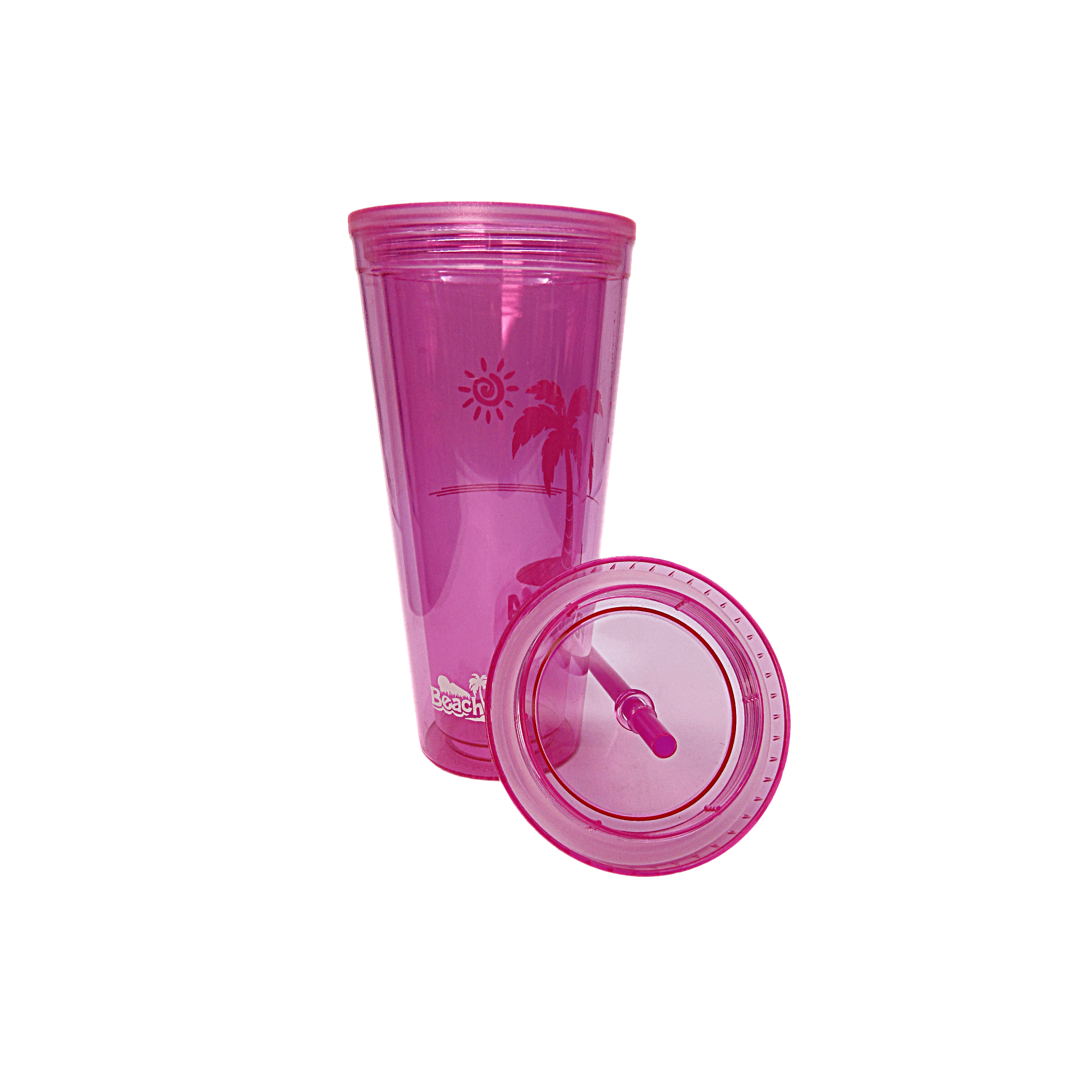 Tumbler 16oz Florida Pink Palms-Beach Hut Inc. All Occasion Souvenir