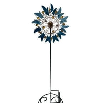 Red Carpet Studios Spinner Stake Half Leaf Blue Yellow