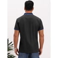 thumbnail image 3 of DARING DIVA Men's Short Sleeve Western Retro Stretch Color-Block Polo Shirts XL Black, 3 of 7