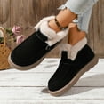thumbnail image 4 of Rokment Winter Snow Boots for Women 2025 Fashion Casual Suede Buckles Comfortable Fleece Lined Warm Flat Slip on Loafers Walking Ankle Booties Black Size 6, 4 of 8