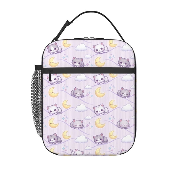 Cat Insulated Lunch Bag Lunch Box Cooler Bag With Front Pocket For Women Men,Reusable Lunch Tote Bag Lunchbox For Office/Work/Picnic