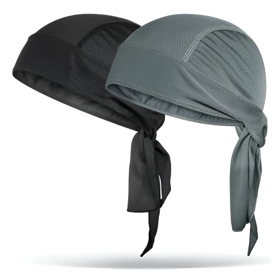 TELOLY 2 Pcs Cycling Caps Sweat Cap Mens Bandana Motorcycle Skull Cap Skull Bandana Cover For Men Sports Outdoor