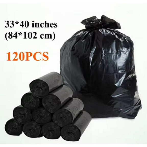 DECMAY 35-Gallon Lightweight Stretchable Trash Bags, 120-Pack Black Star-Sealed Can Liners
