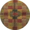 thumbnail image 1 of Ahgly Company Indoor Round Abstract Light Brown Checkered Area Rugs, 3' Round, 1 of 6