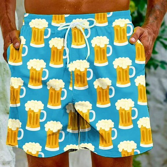 Ndbuld Men's Board Short Beach Sho Men's Gradient Printing Hawaiian Special Oktoberfest Print Beach Casual Trouser Shorts Pants,Mint Green,4XL