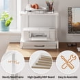 thumbnail image 2 of YQ JENMW 2-Tier Desktop Storage Shelf with Drawer,Printer Stand Kitchen Organizer,White,for Home Office,Kitchen,Living Room, 2 of 7