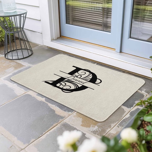Letter D Door Mat Indoor Outdoor, Monogram Words Non Slip Welcome Mat with Rubber Backing, Absorbent Fabric Front Door Mats Entryway Rug for Home Patio Entrance 24"x36"