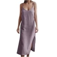 thumbnail image 2 of Femmes Été Sans Manches Midi Robes Spaghetti Sangle Dos Sans Manches Ourlet Décontracté Robe, 2 of 6