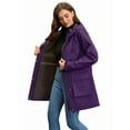 thumbnail image 4 of Women Waterproof Softshell Jackets Warm Fleece Lined Coats with Hood Long Rain Jacket Dark Purple S, 4 of 8