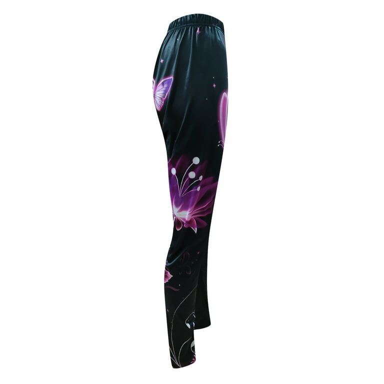 TIANEK Fashion Butterfly Print Yoga Plus Size Casual High Waist Sport Plus  Size Pants for Women Clearance